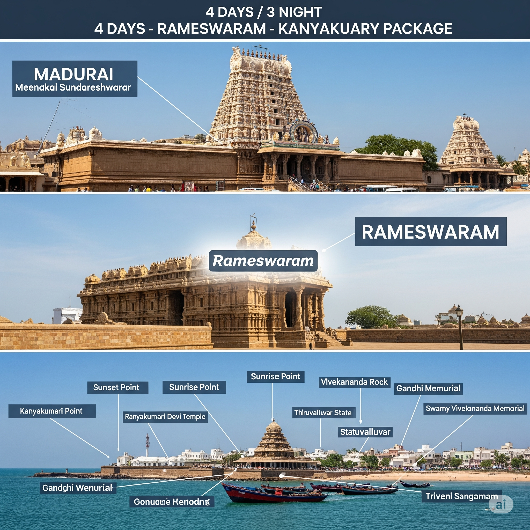 Madurai Rameswaram Kanyakumari